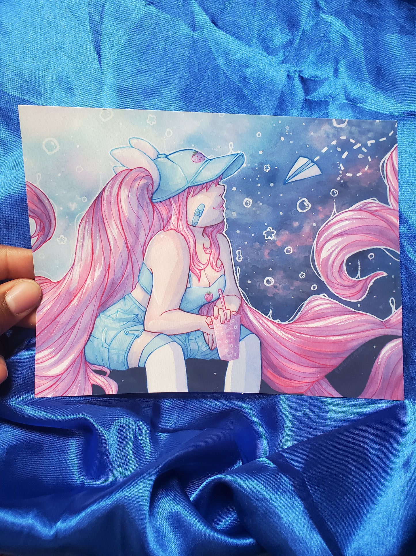 Watercolour Lily Berry Heart Art Print