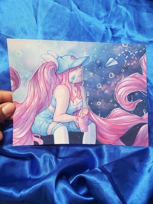 Watercolour Lily Berry Heart Art Print