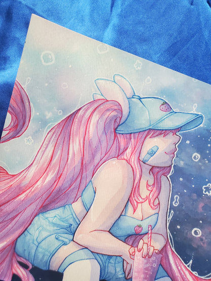 Watercolour Lily Berry Heart Art Print