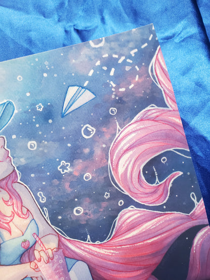 Watercolour Lily Berry Heart Art Print