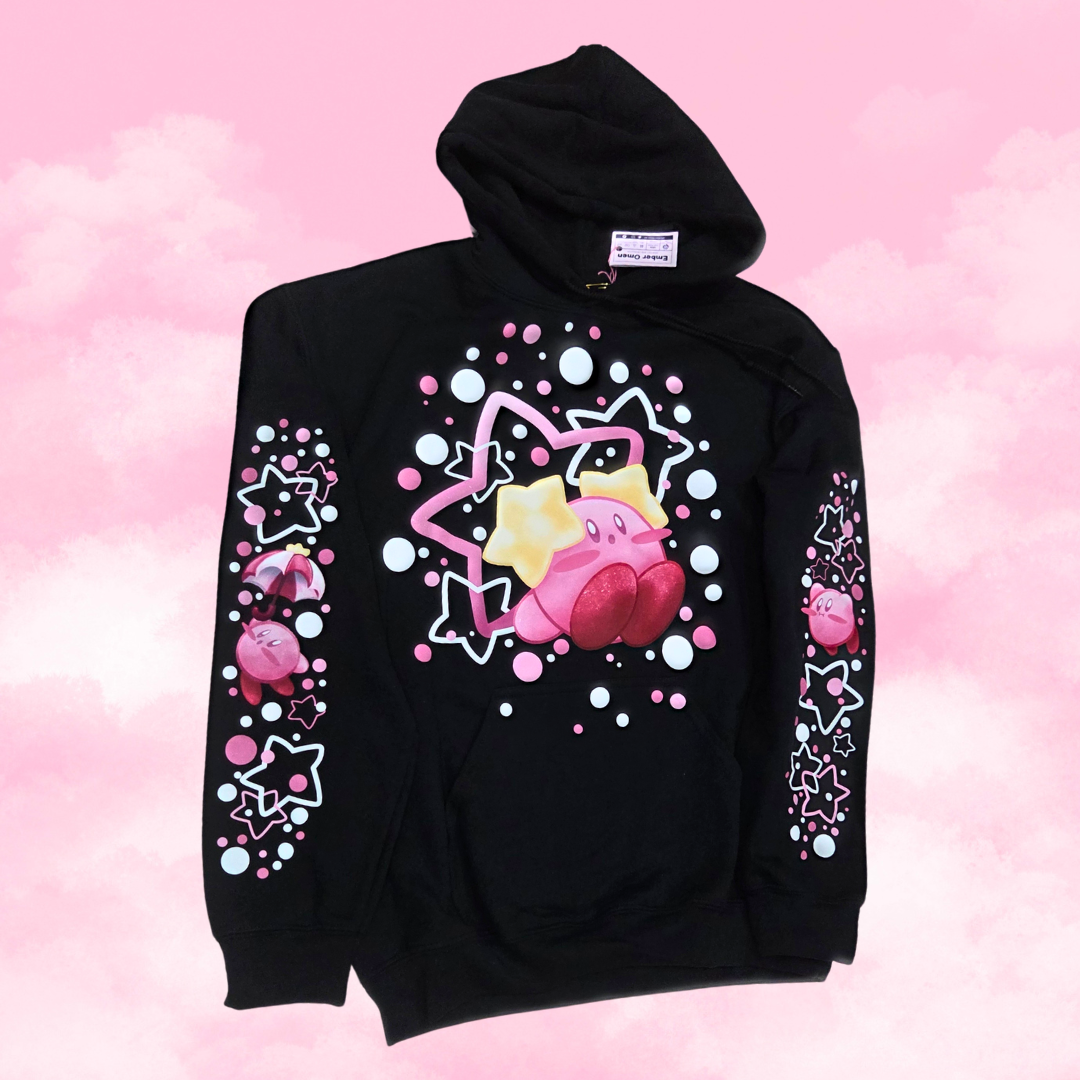 (Pre-order) Doodle Kirby Black Hoodie