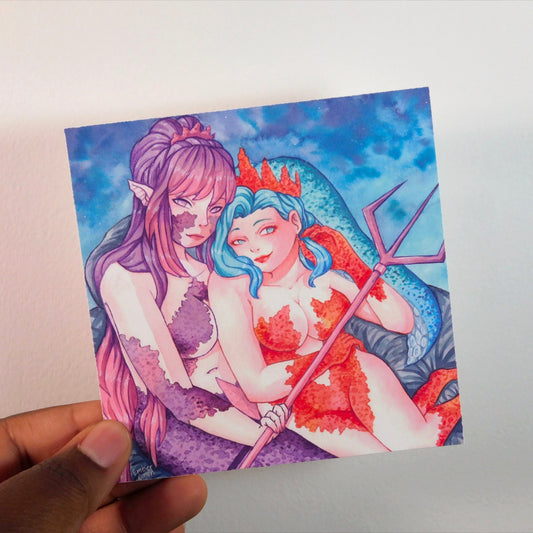 Mermaid and Octopus Art Print