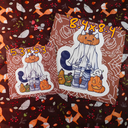 Halloween themed Ghost Kitty Art Prints