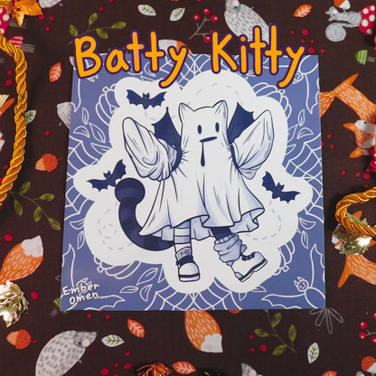 Halloween themed Ghost Kitty Art Prints