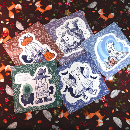 Halloween themed Ghost Kitty Art Prints