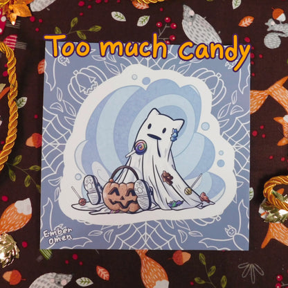 Halloween themed Ghost Kitty Art Prints