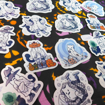Halloween themed Ghost Kitty Stickers