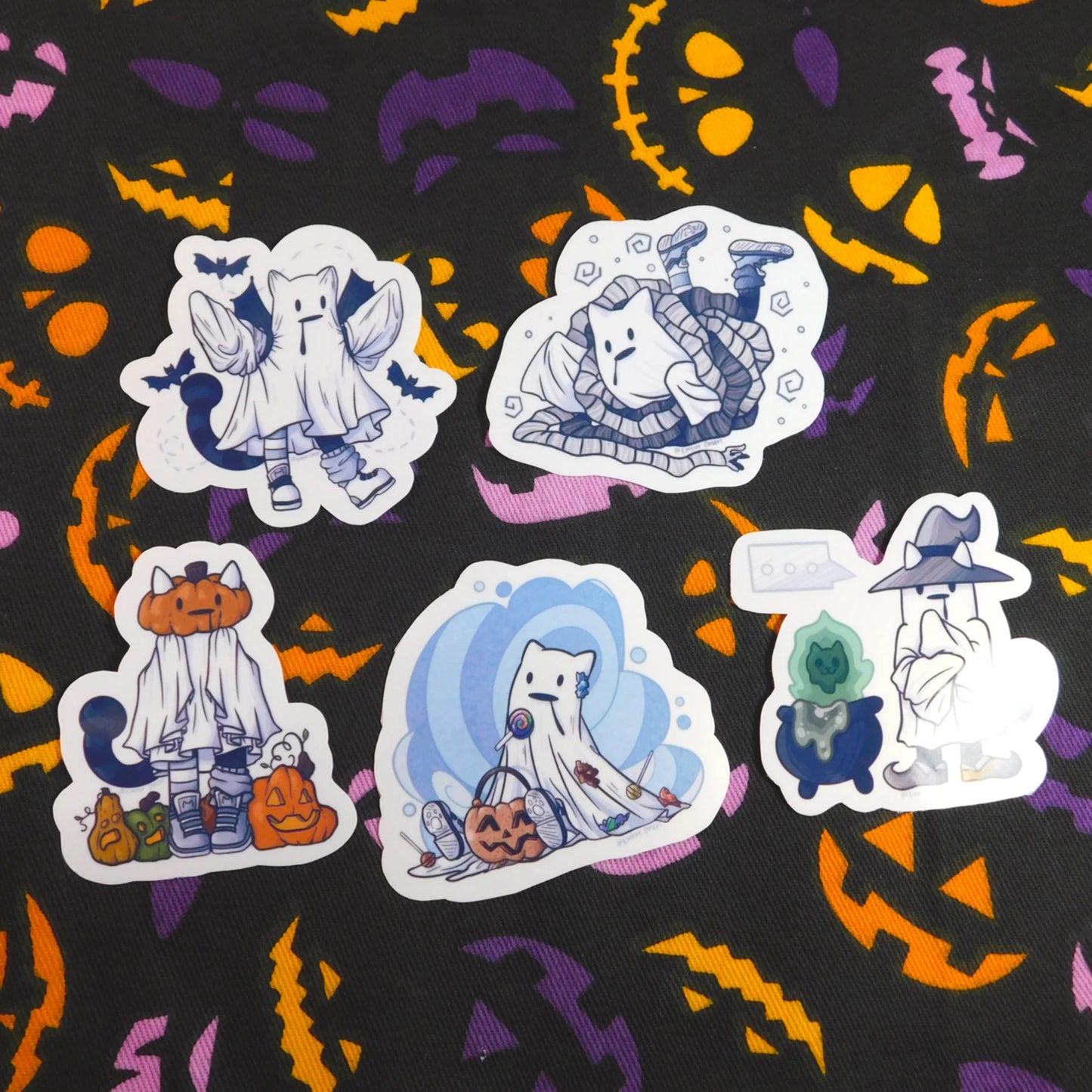 Halloween themed Ghost Kitty Stickers