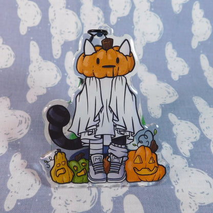 (Pre-order) Pumpkin Head Ghost Kitty Keychain