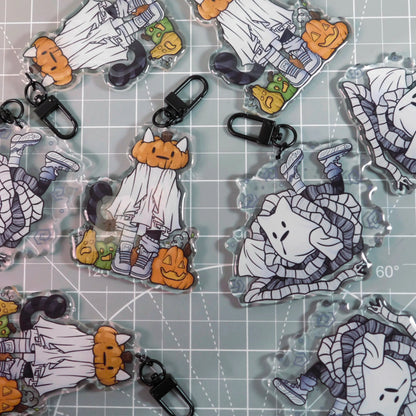 (Pre-order) Pumpkin Head Ghost Kitty Keychain
