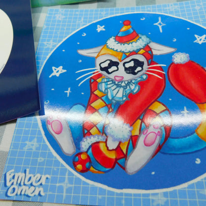 Crying Clown Kitty Art Print