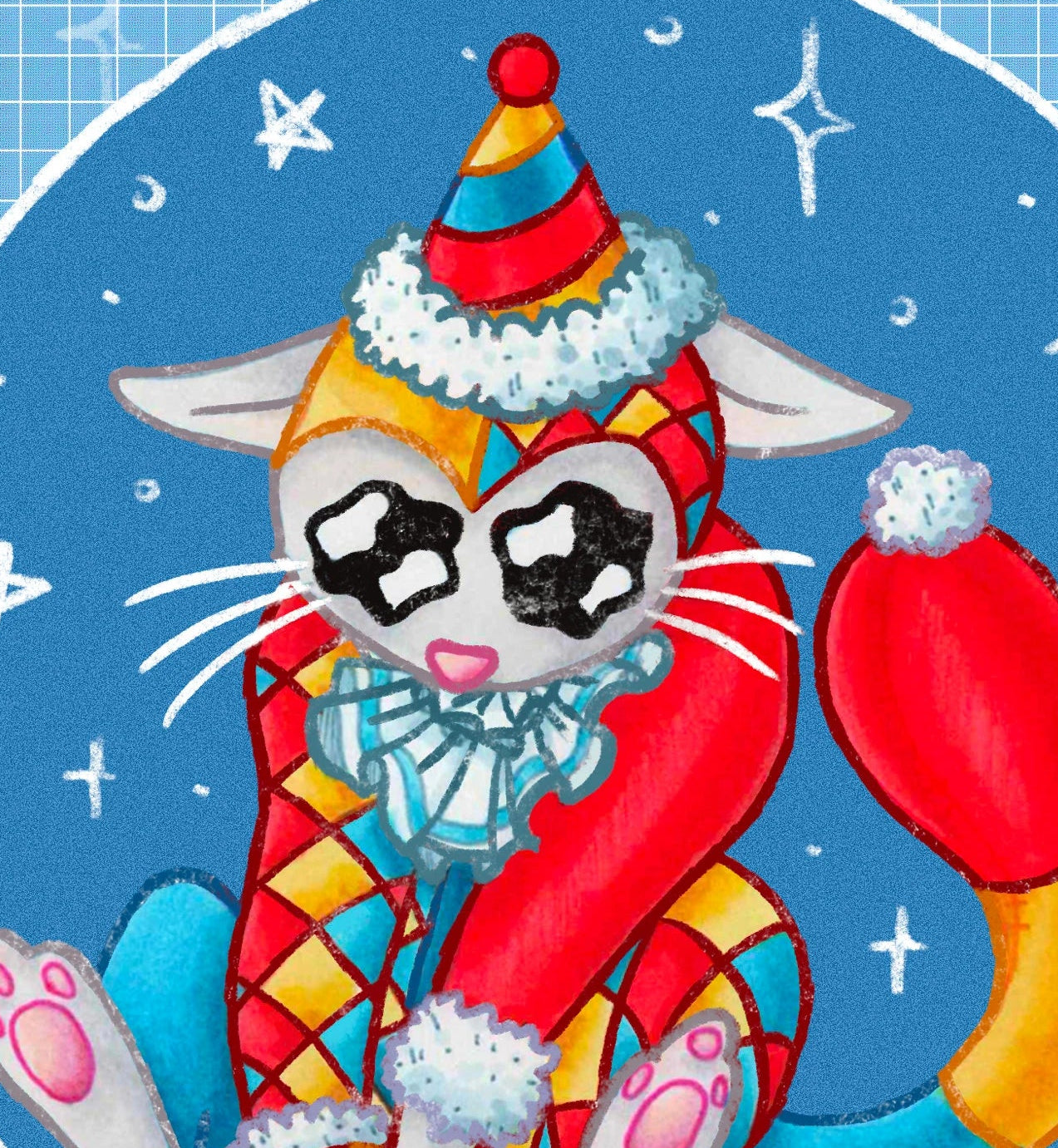 Crying Clown Kitty Art Print