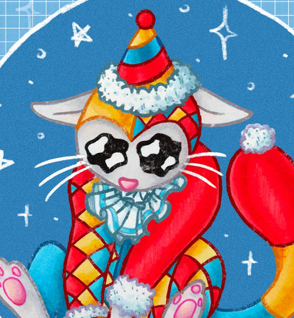 Crying Clown Kitty Art Print
