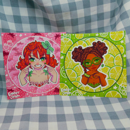 Strawberry and Lime Best Friend Art Print
