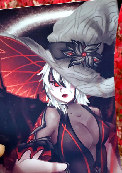 Genshin Impact Arlecchino Witch Art Print