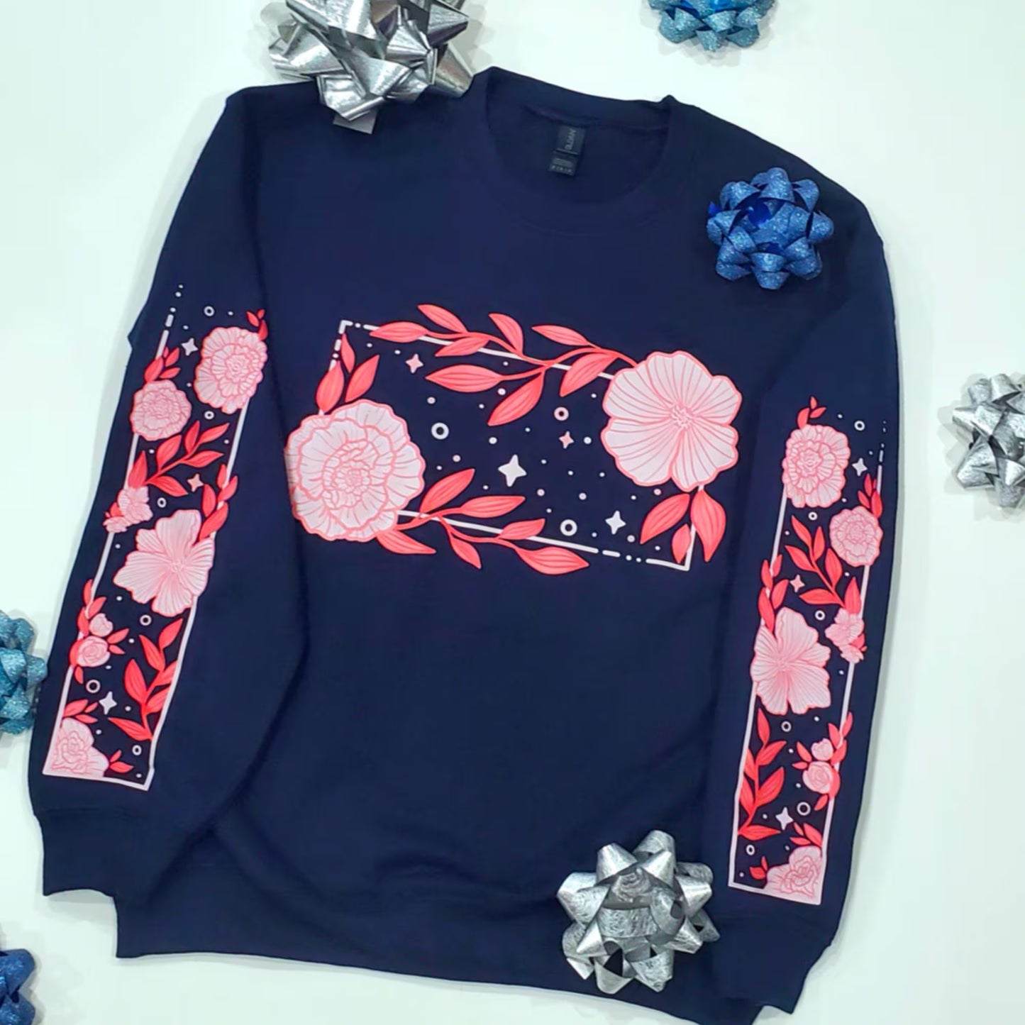 (Pre-order) Pink Garden Navy Blue Crewneck
