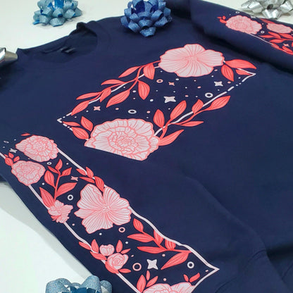 (Pre-order) Pink Garden Navy Blue Crewneck